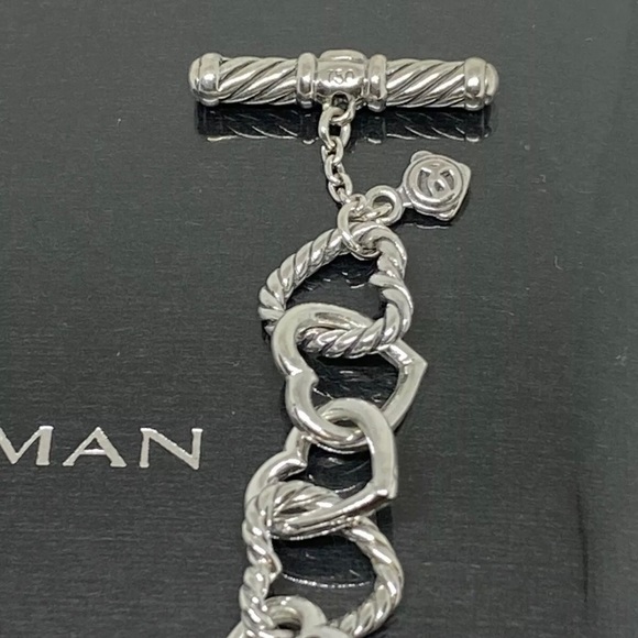 David Yurman Cable Hearts links Bracelets Sterling Silver and 18K Gold - Picture 2 of 7